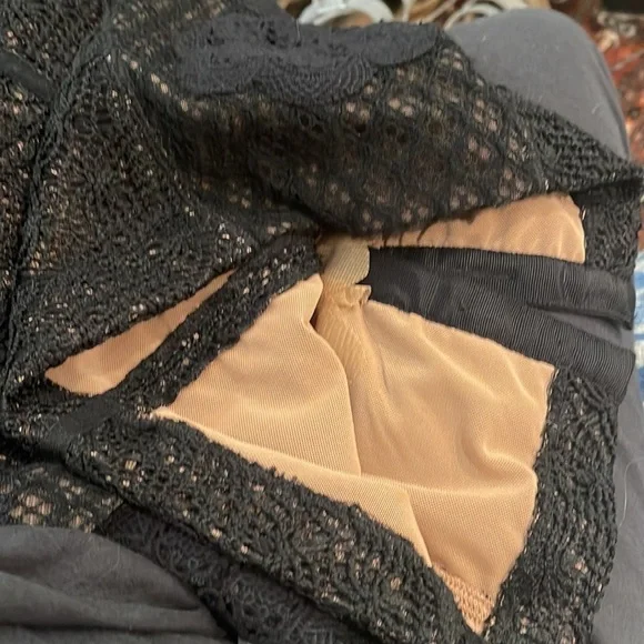 BEGUILE by Byron Lars absolutely stunning sheer knit dress with nude lining. EUC